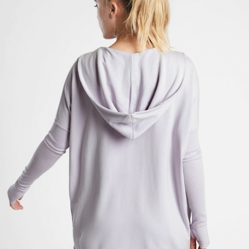 Athleta Purana Light Gray Hooded Sweatshirt Size L